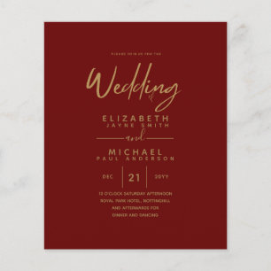 Burgundy Gold Simple Wedding Flyer mit niedrigem B
