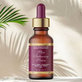 Burgundy Gold Small Dropper Bottle Label  Adressaufkleber