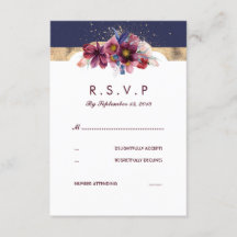 Burgundy Gold und Marsala Wedding RSVP Floral