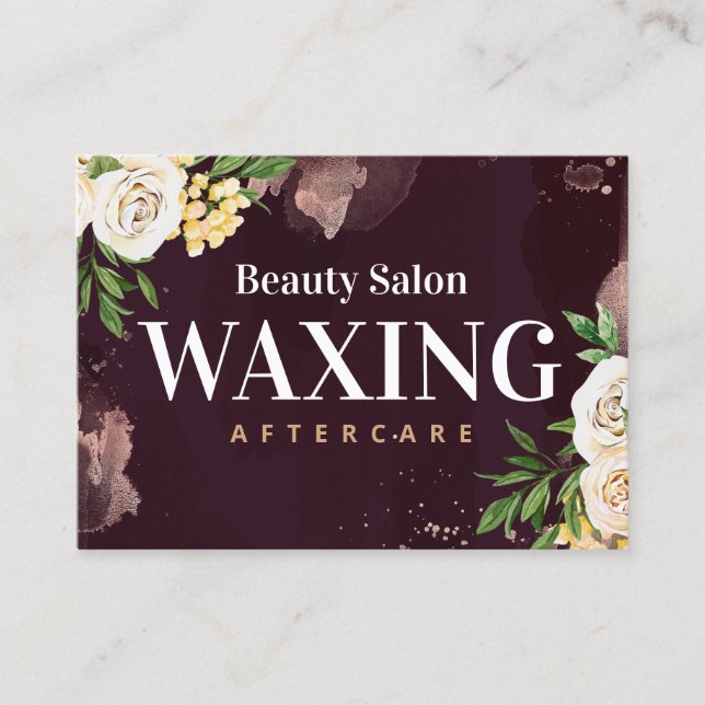 Burgundy Gold Waxing Aftercare Card Visitenkarte (Vorderseite)