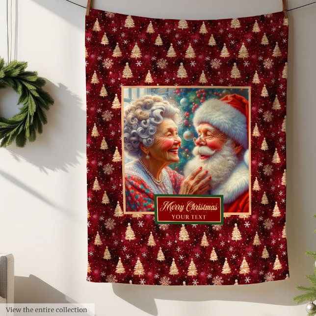 Burgundy Gold Weihnachtsblanket Klassischer Weihna Fleecedecke (Burgundy Gold Christmas Blanket Classic Santa Claus Gift)