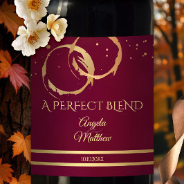 Burgundy Gold Weinstände Hochzeitweiliges Weinlabe Weinetikett