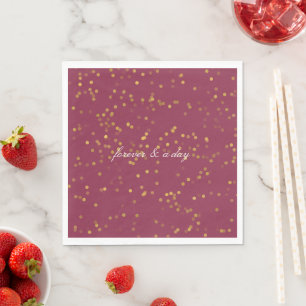 Burgundy Gold White Confetti Dots Serviette