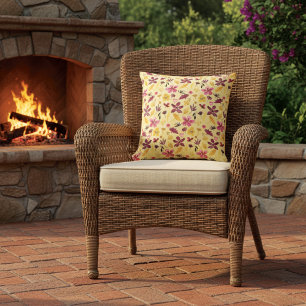 Burgundy Gold Wildblume Motif Kissen