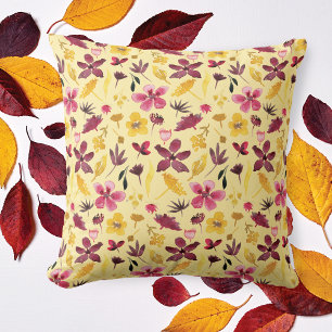 Burgundy Gold Wildblume Motif Kissen