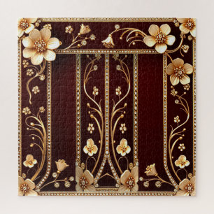 Burgundy Golden Blume Jigsaw Puzzle