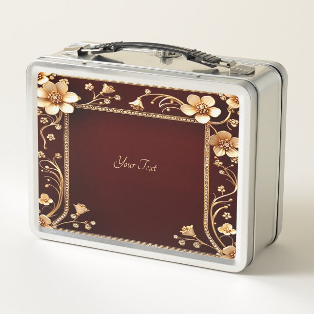 Burgundy Golden Blume Lunchbox (Rückseite)