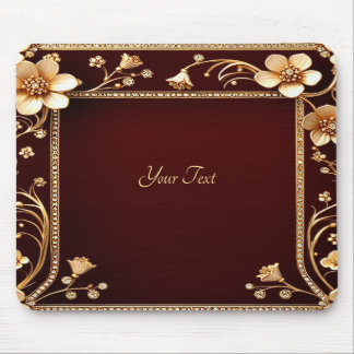 Burgundy Golden Blume Mousepad