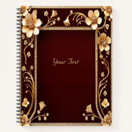Burgundy Golden Blume Notebook Notizbuch
