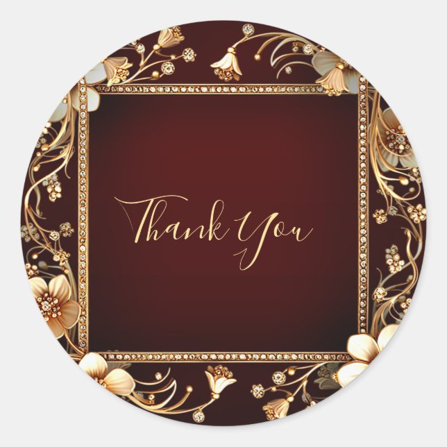 Burgundy Golden Blume Sticker (Vorderseite)