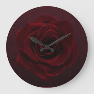 Burgundy Gothic-Rose Große Wanduhr