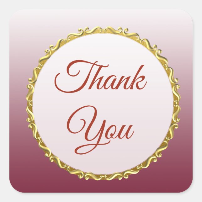 Burgundy Gradient und Gold Danke Stickers (Vorderseite)