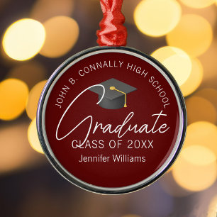 Burgundy Graduate Custom Abschluss Weihnachten Ornament Aus Metall