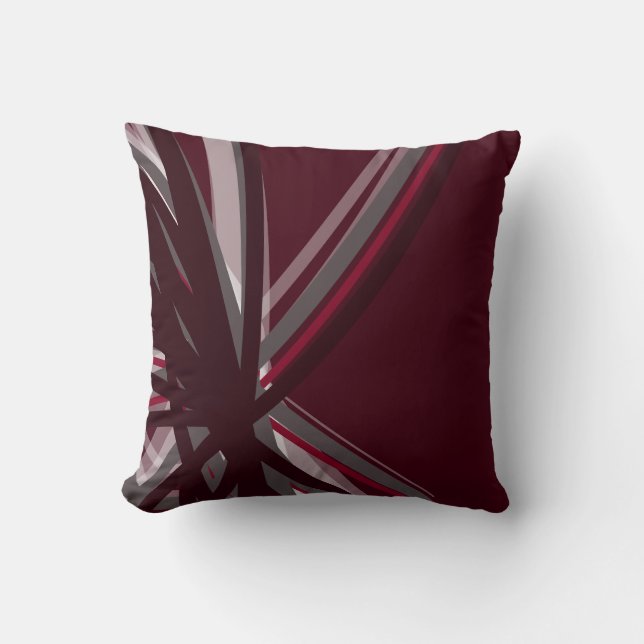 Burgundy & Gray Artistic Abstrakt Throw Kissen (Vorderseite)