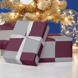 Burgundy & Gray Checkered Wrapping Paper Geschenkpapier