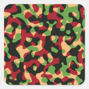 Burgundy Green Black Camouflage Army Fabric Patter Quadratischer Aufkleber