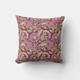 Burgundy & Green Floral Damask Kissen