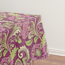 Burgundy & Green Floral Damask