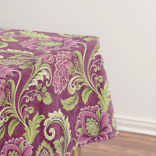 Burgundy & Green Floral Damask Tischdecke (Beispiel)