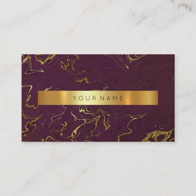 Burgundy Grungy Gold Marble Vip Business Card Visitenkarte (Vorderseite)