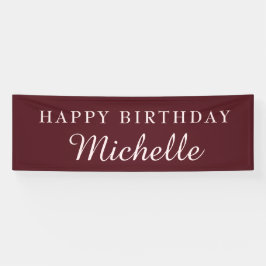 Burgundy Happy Birthday Name Banner