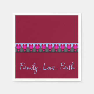 Burgundy Heart Pattern Serviette