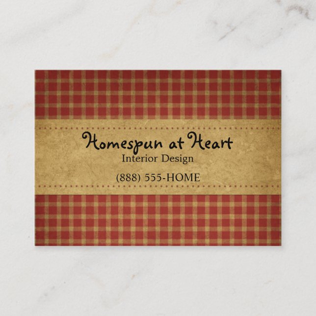 Burgundy Homespun Crafty Business Card Visitenkarte (Vorderseite)