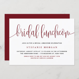 Burgundy Hübsch Calligraphy Bridal Luncheon Einladung