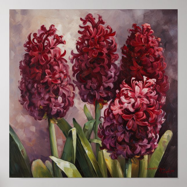 Burgundy Hyacinth Blume Art Print Poster (Vorne)