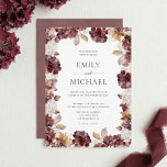 Burgundy Hydrangea Floral Wedding Invitation Einladung<br><div class="desc">Celebrate your marriage with this elegant burgundy hydrangea wedding invitation. The design features a lush border of moody plum and cream watercolor florals framing your event details. It is perfectly suited for couples planning a romantic fall garden wedding or a sophisticated botanical flower themed ceremony.</div>
