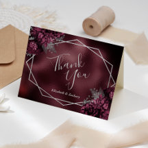 Burgundy Imitats Foil Floral Silver Geometric Wedd