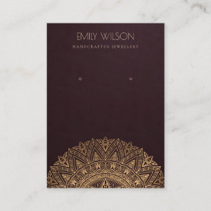 BURGUNDY IMITATS GOLD VERZIERT MANDALA EARRING DIS VISITENKARTE