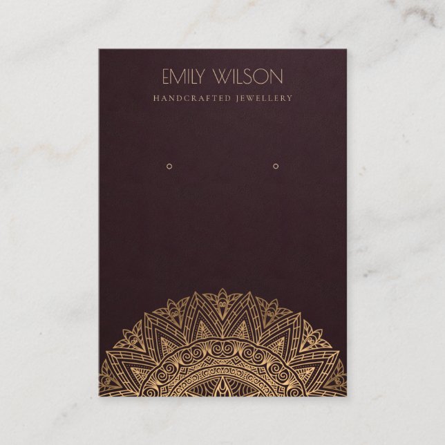 BURGUNDY IMITATS GOLD VERZIERT MANDALA EARRING DIS VISITENKARTE (Vorderseite)