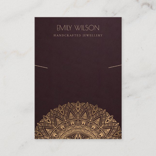 BURGUNDY IMITATS GOLD VERZIERT MANDALA NECKLACE DI VISITENKARTE (Vorderseite)