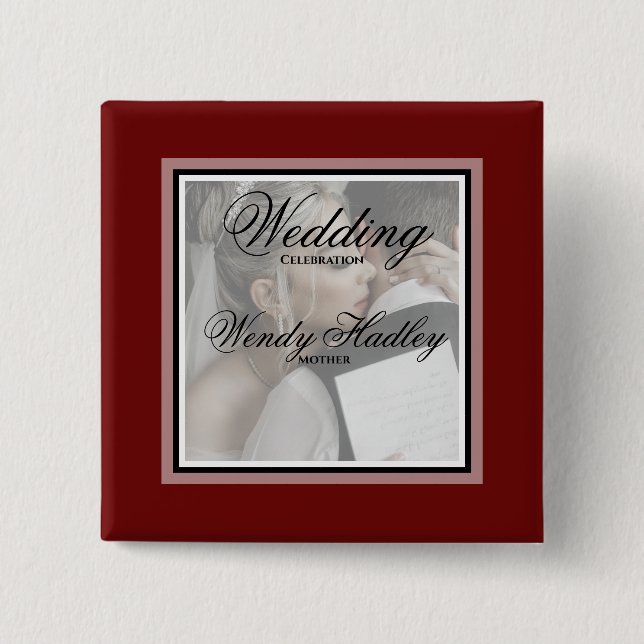 Burgundy - individualisierbare Hochzeitmarke Button (Vorderseite)