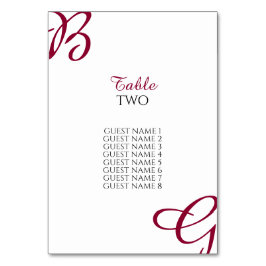 Burgundy Initials Herbst Hochzeit im Herbst Gästeb Tischnummer