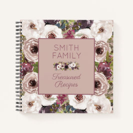 Burgundy Ivory Cream Floral Polka Dot Rezept Notizbuch