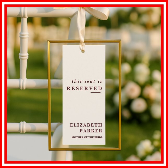 Burgundy & Ivory Reserved Seating Wedding Tag Einladung (Von Creator hochgeladen)