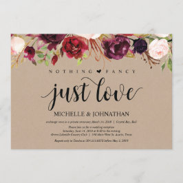 Burgundy Kraft Floral Elopement Empfang lädt ein Einladung