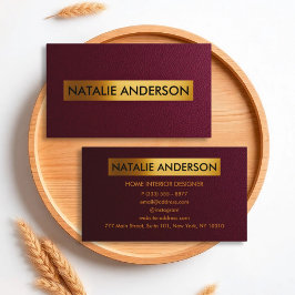 Burgundy Leather & Gold Foil Business Card Visitenkarte
