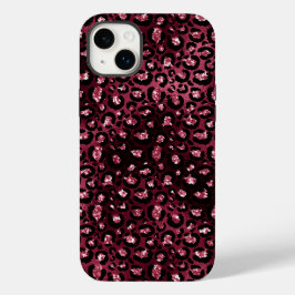 Burgundy Leopard Print Glitzer Case-Mate iPhone 14 Plus Hülle