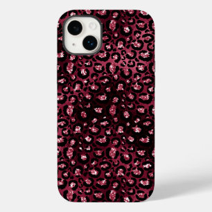 Burgundy Leopard Print Glitzer Case-Mate iPhone 14 Plus Hülle