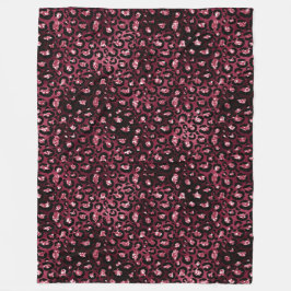 Burgundy Leopard Print Glitzer Fleecedecke