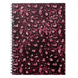Burgundy Leopard Print Glitzer Notizblock