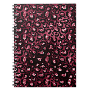 Burgundy Leopard Print Glitzer Notizblock