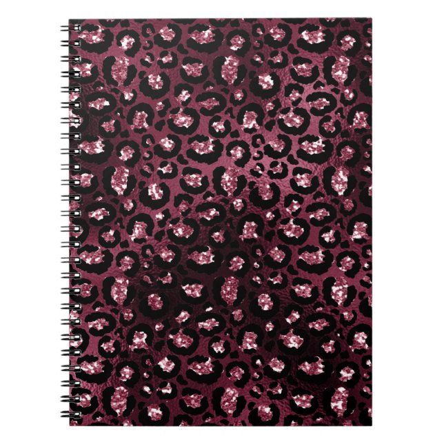 Burgundy Leopard Print Glitzer Notizblock (Vorderseite)