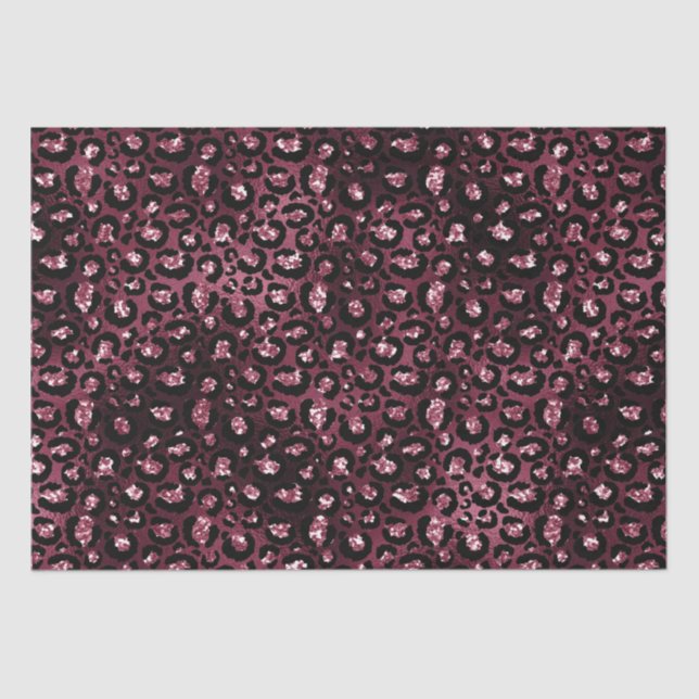 Burgundy Leopard Print Glitzer Seidenpapier (Vorderseite)