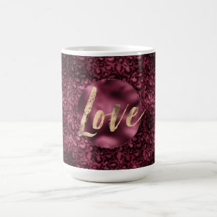 Burgundy Leopard Print Gold Liebe Kaffeetasse