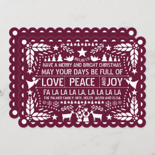 Burgundy Liebe Peace Joy Papel Picado Weihnachten