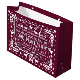 Burgundy Liebe Peace Joy Papel Picado Weihnachten Große Geschenktüte